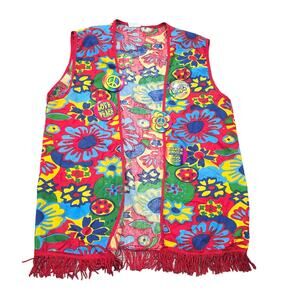 Forum Novelties Colorful Flower Print Generation Hippie Vest Costume Retro Top